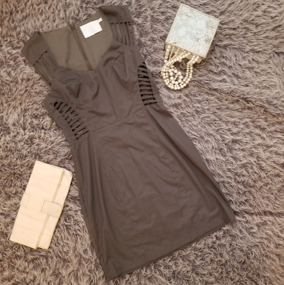 Lush Olive Green Dress w/Side Cutouts & Zipper